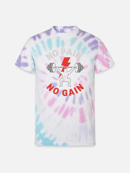 No Pain No Gain Gym - Unisex Tie Dye T-Shirt - Pastel Spiral
