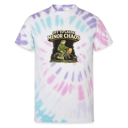 Minor Chaos Vintage Frog and Cat on Bicycle - Unisex Tie Dye T-Shirt