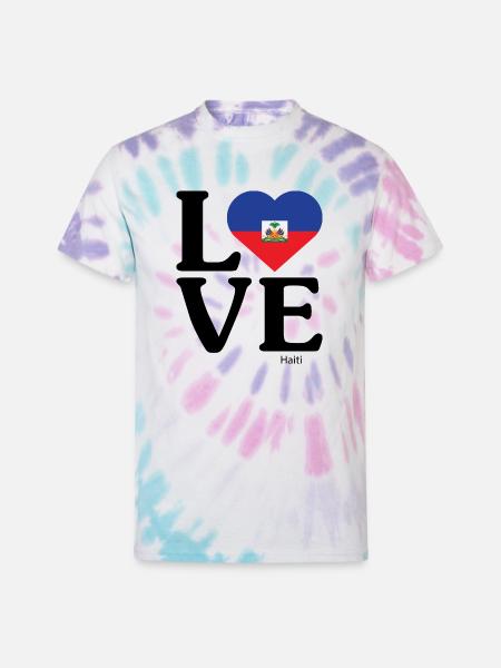 Love Haiti - Unisex Tie Dye T-Shirt - Pastel Spiral