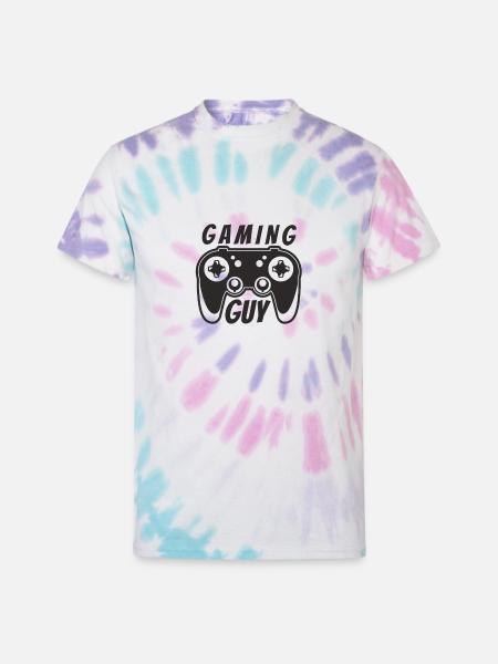 Skull gamer with joystick - Unisex Tie Dye T-Shirt - Pastel Spiral