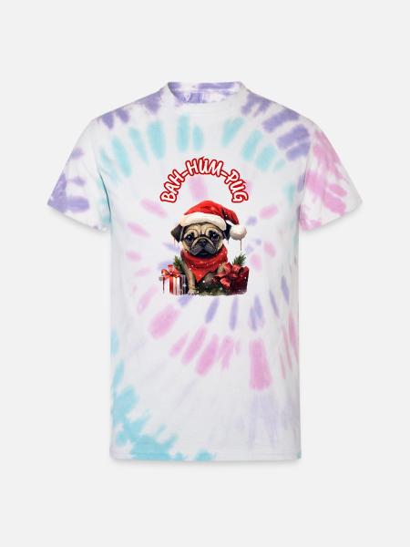 Bah Hum Pug - Unisex Tie Dye T-Shirt - Pastel Spiral