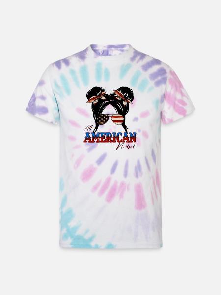 4th of July American Mini - Unisex Tie Dye T-Shirt - Pastel Spiral