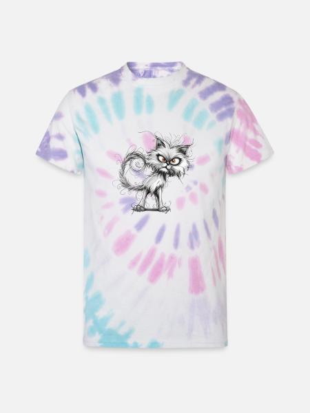 Funny Cat - Unisex Tie Dye T-Shirt - Pastel Spiral