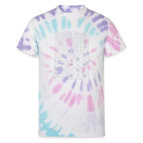 Geometric Wave & Star Sashiko Stitch Pattern - Unisex Tie Dye T-Shirt