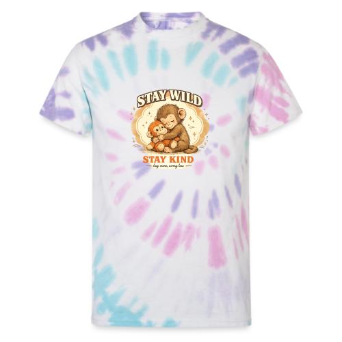 Stay Wild Stay Kind Punch Monkey Hug - Unisex Tie Dye T-Shirt