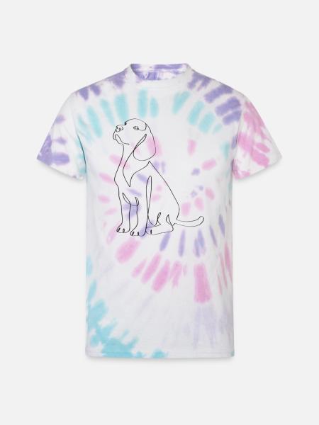 Sleek Dog Line Art Silhouette - Unisex Tie Dye T-Shirt - Pastel Spiral