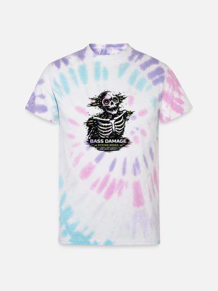 System Bones: Neon Circuit Monster - Unisex Tie Dye T-Shirt - Pastel Spiral