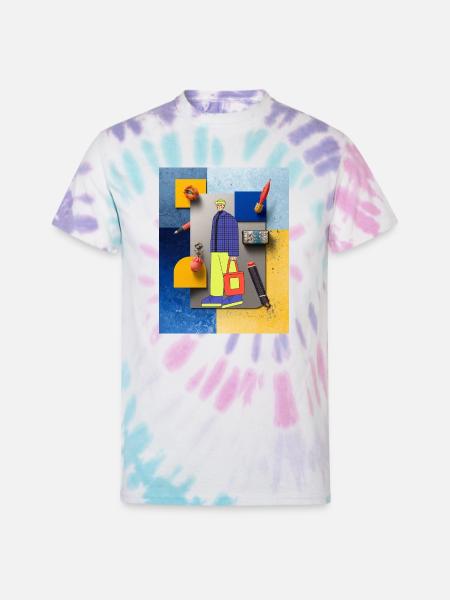 Bold Pop Art Fashion Collage - Unisex Tie Dye T-Shirt - Pastel Spiral