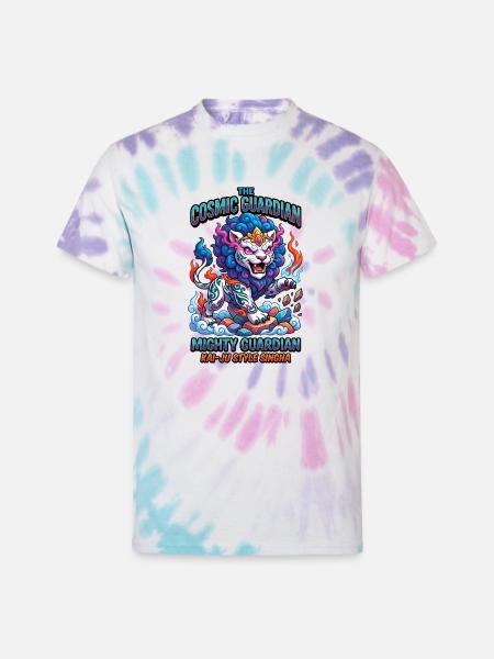 Cosmic Singha Mighty Kaiju Guardian - Unisex Tie Dye T-Shirt - Pastel Spiral