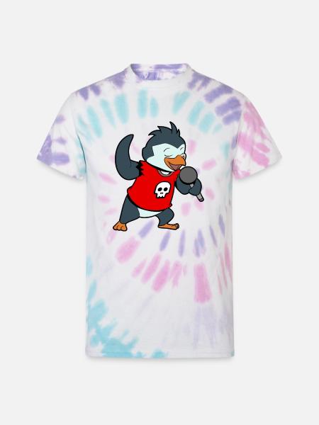 Singing Penguin With Microphone - Unisex Tie Dye T-Shirt - Pastel Spiral