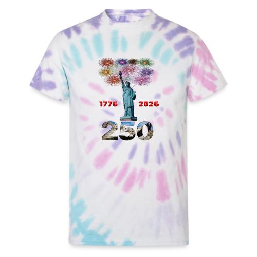 1776 - 2026 | 250 Years USA | Fireworks - Unisex Tie Dye T-Shirt