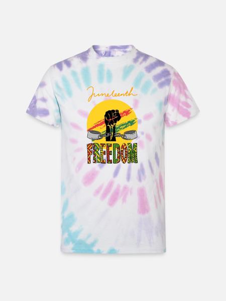 JUNETEENTH FREEDOM APPAREL - Unisex Tie Dye T-Shirt - Pastel Spiral