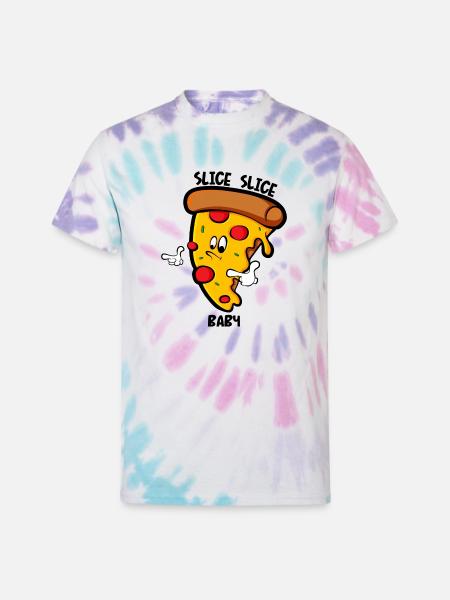 Pizza By The Slice - Unisex Tie Dye T-Shirt - Pastel Spiral