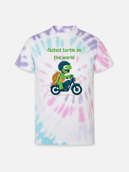 Turtle driver motorcycle - Unisex Tie Dye T-Shirt - Pastel Spiral