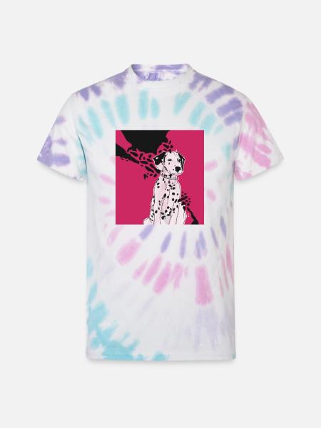 Pink Dalmatian - Unisex Tie Dye T-Shirt - Pastel Spiral