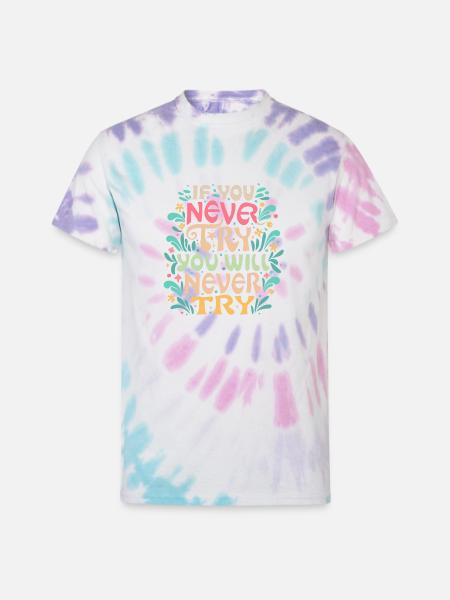 If You Never Try - Unisex Tie Dye T-Shirt - Pastel Spiral