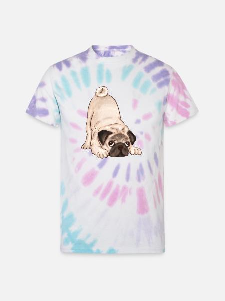 Dog with Face - Unisex Tie Dye T-Shirt - Pastel Spiral