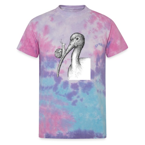 Ibis with Snail by Imoya Design - Unisex Tie Dye T-Shirt