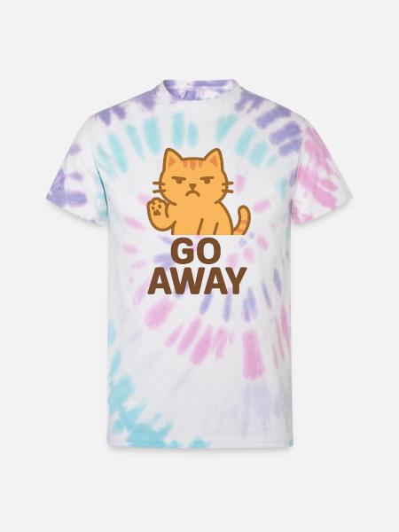 Grumpy Cat Go Away Cartoon - Unisex Tie Dye T-Shirt - Pastel Spiral