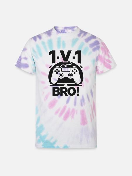 1v1 Bro - Unisex Tie Dye T-Shirt - Pastel Spiral