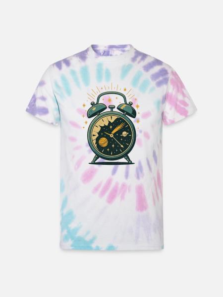 Alarm Clock Galaxy - Unisex Tie Dye T-Shirt - Pastel Spiral