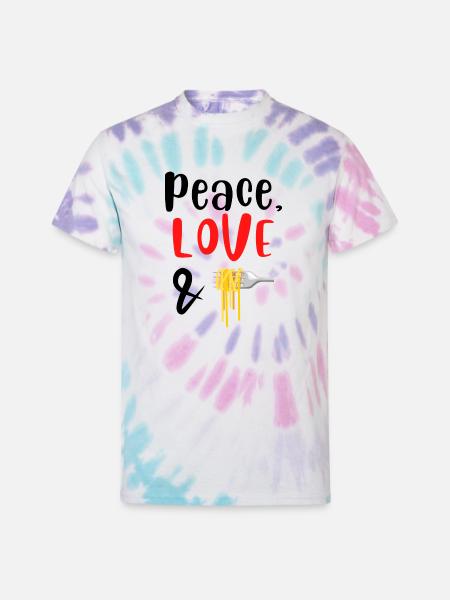 Peace Love and Spaghetti - Unisex Tie Dye T-Shirt - Pastel Spiral