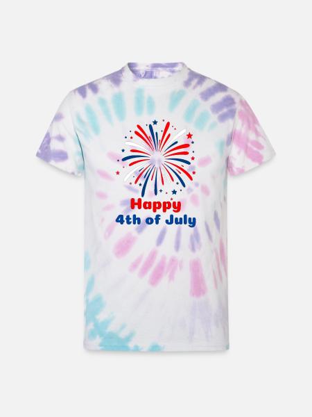 4th of July - Unisex Tie Dye T-Shirt - Pastel Spiral