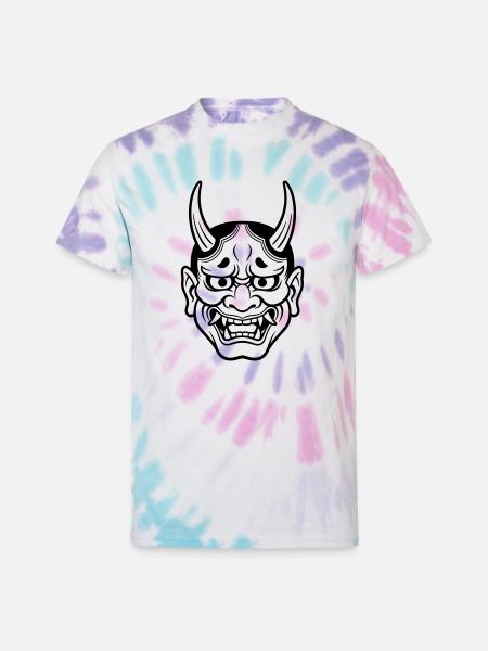 japanese demon mask - Unisex Tie Dye T-Shirt - Pastel Spiral