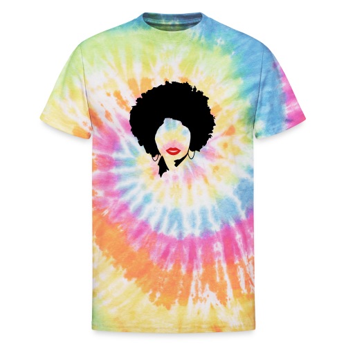 Afro with red lips - Unisex Tie Dye T-Shirt