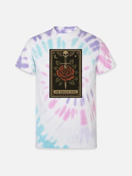 Dagger Rose Tarot Card - Unisex Tie Dye T-Shirt - Pastel Spiral