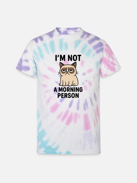 Moody Cat Minimal Meme - Unisex Tie Dye T-Shirt - Pastel Spiral