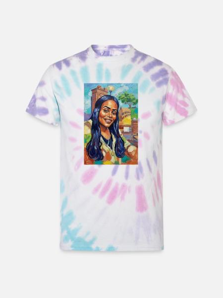 Bluehair City Portrait - Unisex Tie Dye T-Shirt - Pastel Spiral