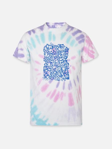 Robot Overload - Unisex Tie Dye T-Shirt - Pastel Spiral