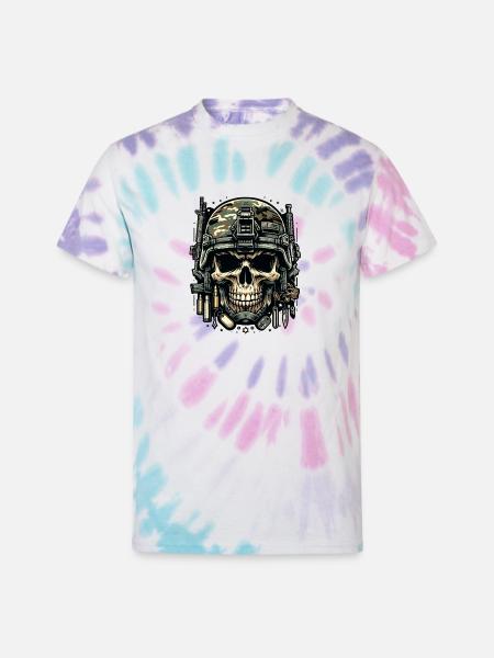 Soldier's Legacy: Camo Skull - Unisex Tie Dye T-Shirt - Pastel Spiral