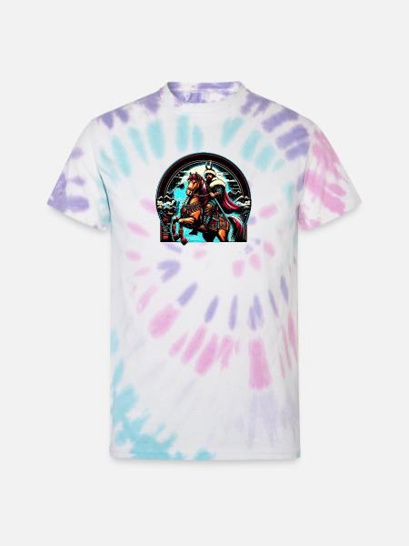 Warrior Horseman Art - Unisex Tie Dye T-Shirt - Pastel Spiral