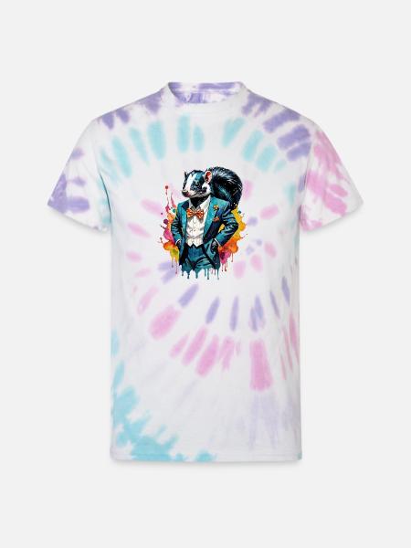 Skunk in suit - Unisex Tie Dye T-Shirt - Pastel Spiral