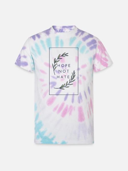 Hope Not Hate - Unisex Tie Dye T-Shirt - Pastel Spiral