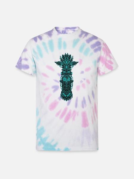 Neon Circuit Totem - Unisex Tie Dye T-Shirt - Pastel Spiral