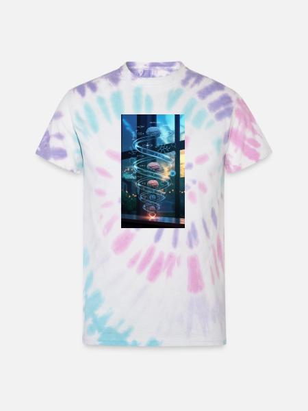 Neon Brain Spiral Science - Unisex Tie Dye T-Shirt - Pastel Spiral