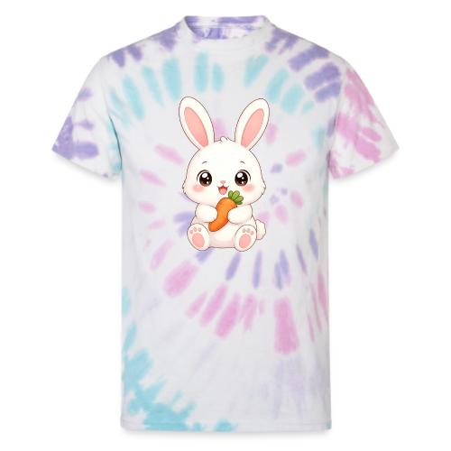 Cute Bunny Rabbit Holding Carrot – Kawaii Easter - Unisex Tie Dye T-Shirt
