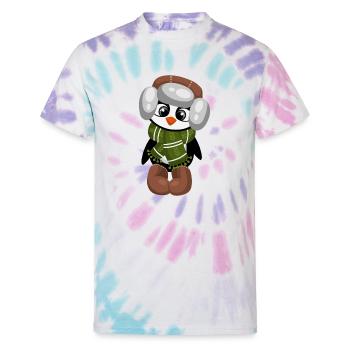 Cute Winter penguin - Unisex Tie Dye T-Shirt - Pastel Spiral - Front