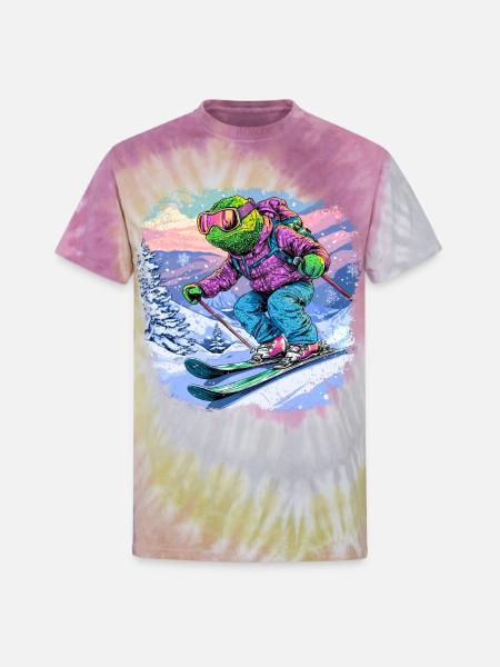 Chameleons Ski / Skiers Chameleon - Unisex Tie Dye T-Shirt - Desert Rose