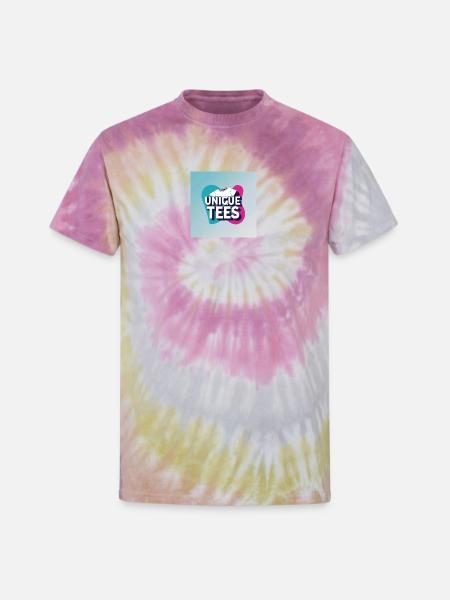 Unique Tees Bold Logo - Unisex Tie Dye T-Shirt - Desert Rose