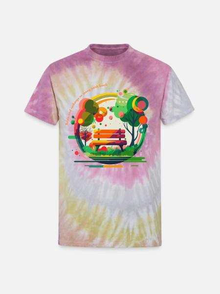 Relax at park bench - Unisex Tie Dye T-Shirt - Desert Rose