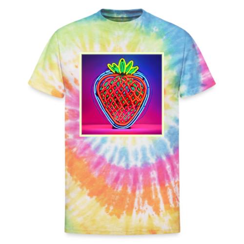 Vibrant Strawberry Neon Sign - Unisex Tie Dye T-Shirt