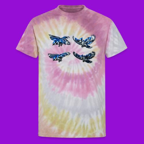 Silver Blue Jay Flight Stages - Unisex Tie Dye T-Shirt