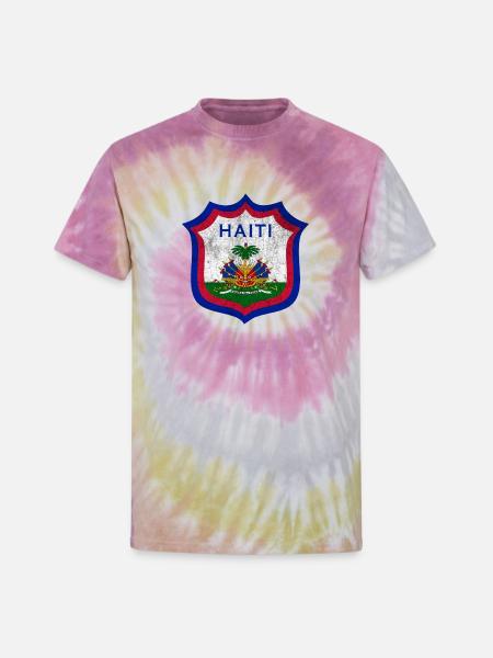 Haiti Crest Design - Unisex Tie Dye T-Shirt - Desert Rose