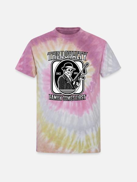 Loyalty Family Comes First - Unisex Tie Dye T-Shirt - Desert Rose