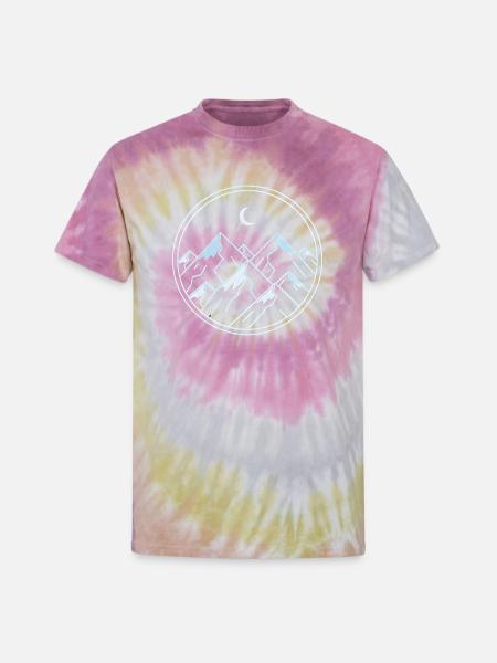 Moonlit Ice Alpine Peak - Unisex Tie Dye T-Shirt - Desert Rose