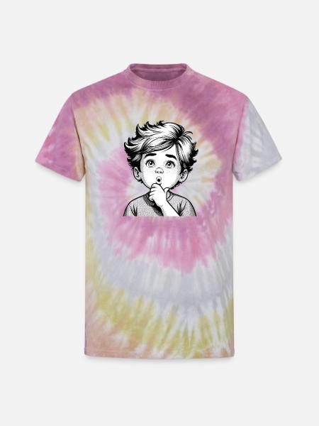 wondered, thoughtful boy - Unisex Tie Dye T-Shirt - Desert Rose